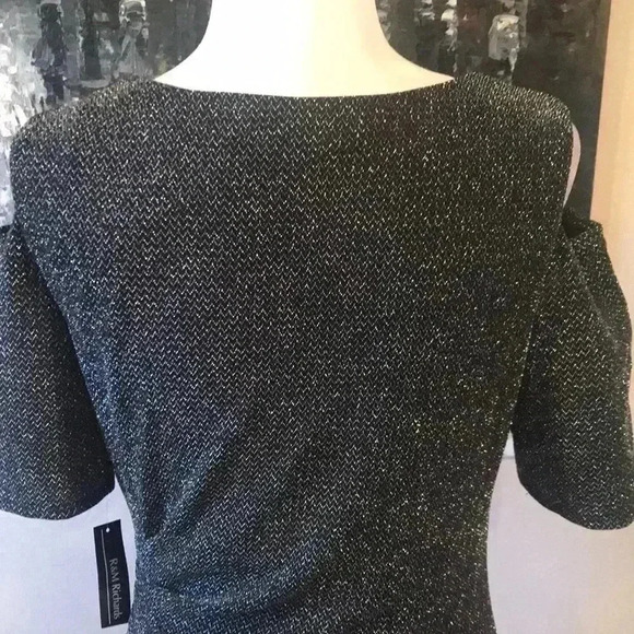 NWT R&M Richards Sparkle Knit Cold Shoulder Sheath Dress w/Side Ruching -Size 14 - Picture 6 of 9